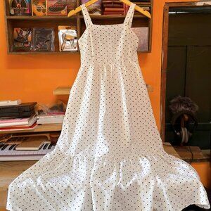 Adorable White Polka Dot Midi Dress